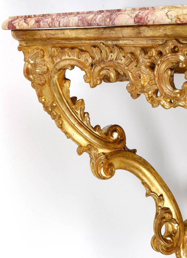 18th Century Carved and Gilded Wood Console with Marble Top