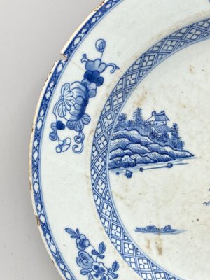 18th Century Chinese Blue and White Porcelain Dish with Pagoda Motif-QKG-1450199