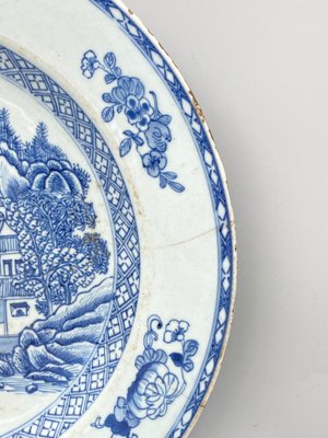 18th Century Chinese Blue and White Porcelain Dish with Pagoda Motif-QKG-1450199