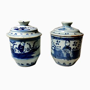 18th Century Chinese Hand Painted Porcelain Jars, Set of 2-QRS-711598