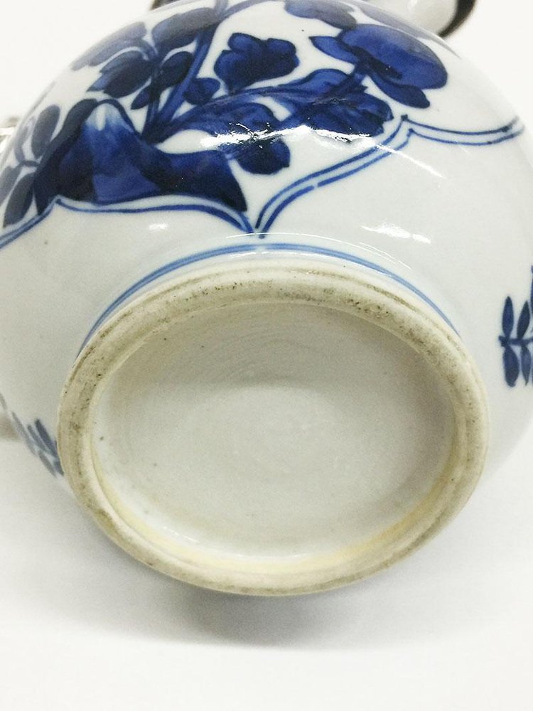 18th Century Chinese Kangxi Blue and White Porcelain and Silver Jug, 1662-1722