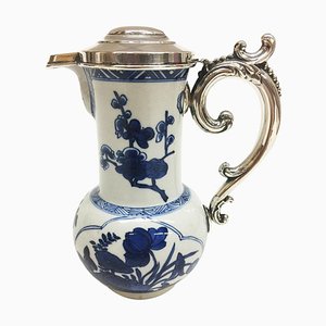 18th Century Chinese Kangxi Blue and White Porcelain and Silver Jug, 1662-1722-UCH-1224579