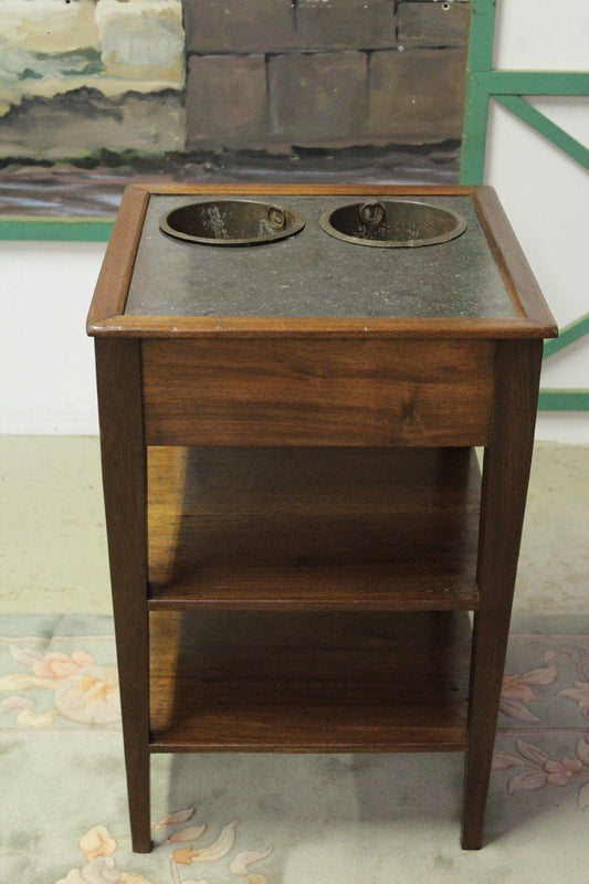 18th Century Directoire Mahogany, Marble, and Zinc Side Table