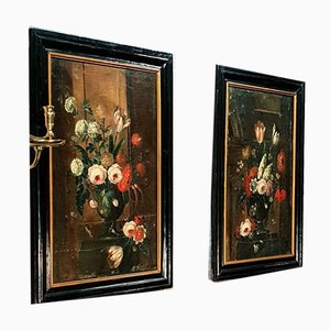 18th Century Dutch School, Flowers Bouquet, Oil on Canvas, Set of 2-NQV-848167