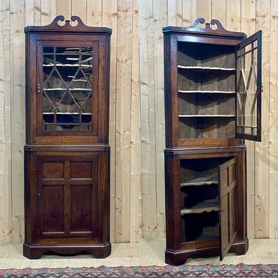 18th Century English Oak Corner Cabinet-QYF-2021866