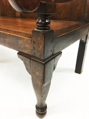 18th Century English Oak Settle Hall Bench-UCH-1224578