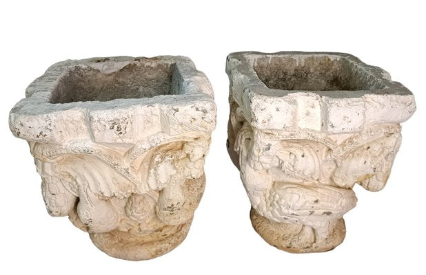 18th Century Flowerpots Mortar, Set of 2