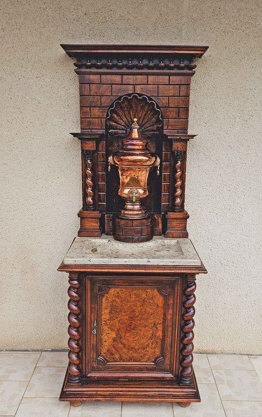 18th Century Fountain and Walnut Cabinet