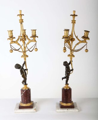 18th Century French Bronze and Gilt Bronze Candelabras, Set of 2-MBH-1031732