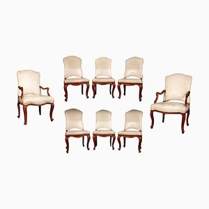 18th Century French Dining Chairs and Armchairs, 1760s, Set of 8-MBH-1032551