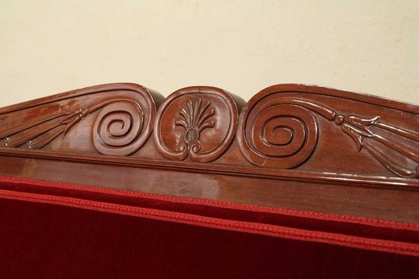 18th Century French Hand Carved Mahogany Upholstered Sofa in the style of George Jacob-AXE-1433407