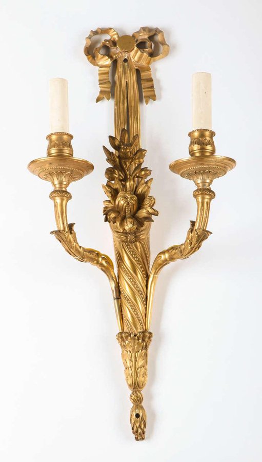 18th Century French Louis XVI Ormolu 2-Arm Sconces, 1780, Set of 2