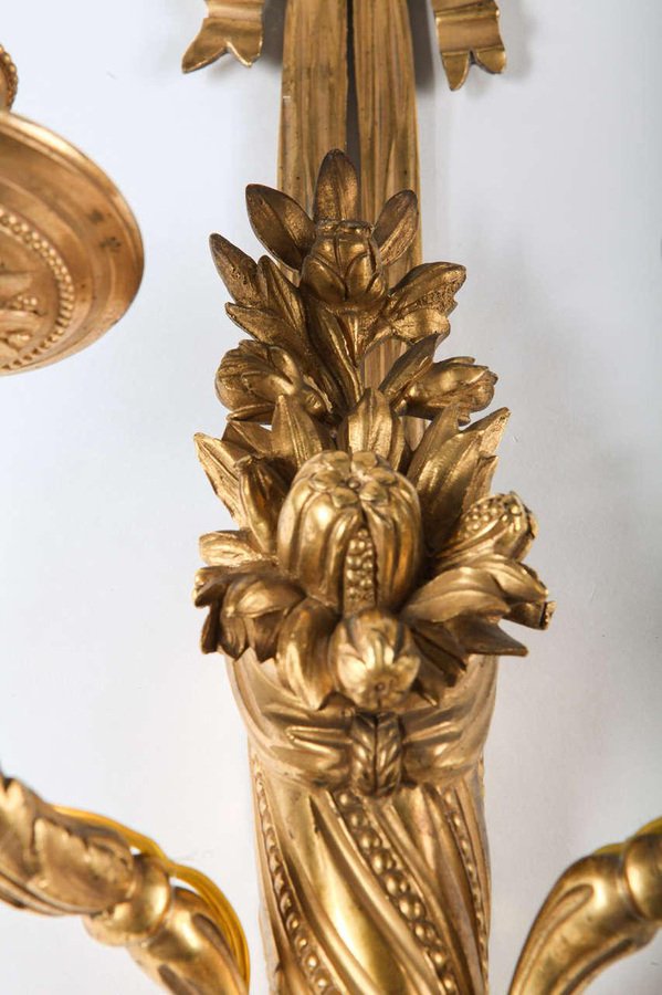 18th Century French Louis XVI Ormolu 2-Arm Sconces, 1780, Set of 2