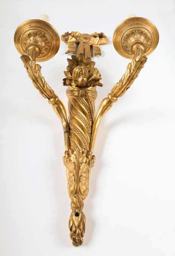 18th Century French Louis XVI Ormolu 2-Arm Sconces, 1780, Set of 2