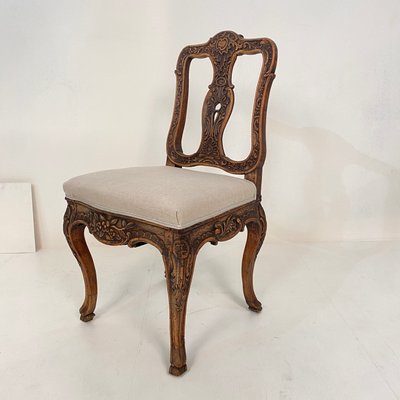 18th-Century German Baroque Chair in Carved Walnut, 1740s-FB-1000177