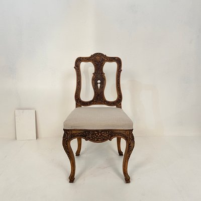 18th-Century German Baroque Chair in Carved Walnut, 1740s-FB-1000177