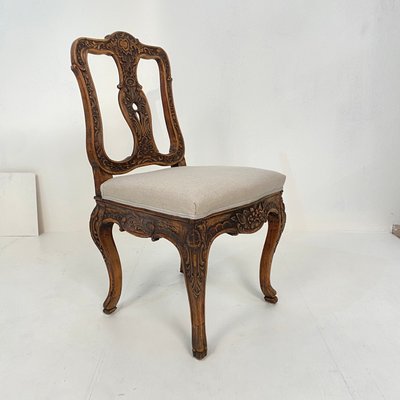 18th-Century German Baroque Chair in Carved Walnut, 1740s-FB-1000177