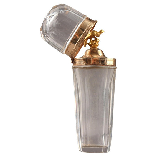 18th Century Gold & Cut Crystal Perfume Flask