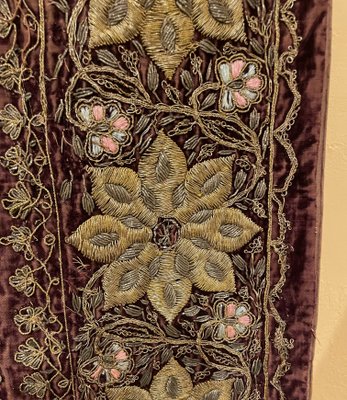 18th Century Indo Portuguese Embroidery with Gold Thread on Velvet-HPU-2032175