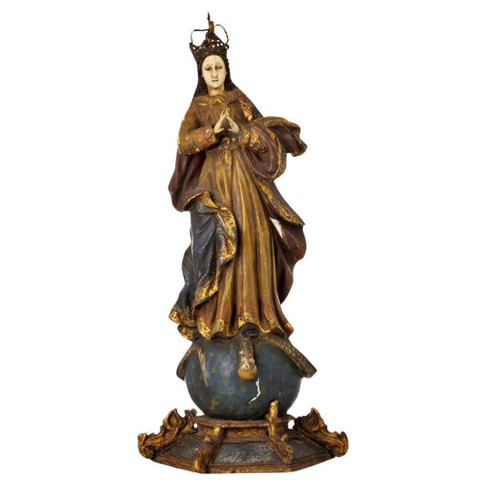 18th Century Indo-Portuguese Our Lady of Conception Sculpture