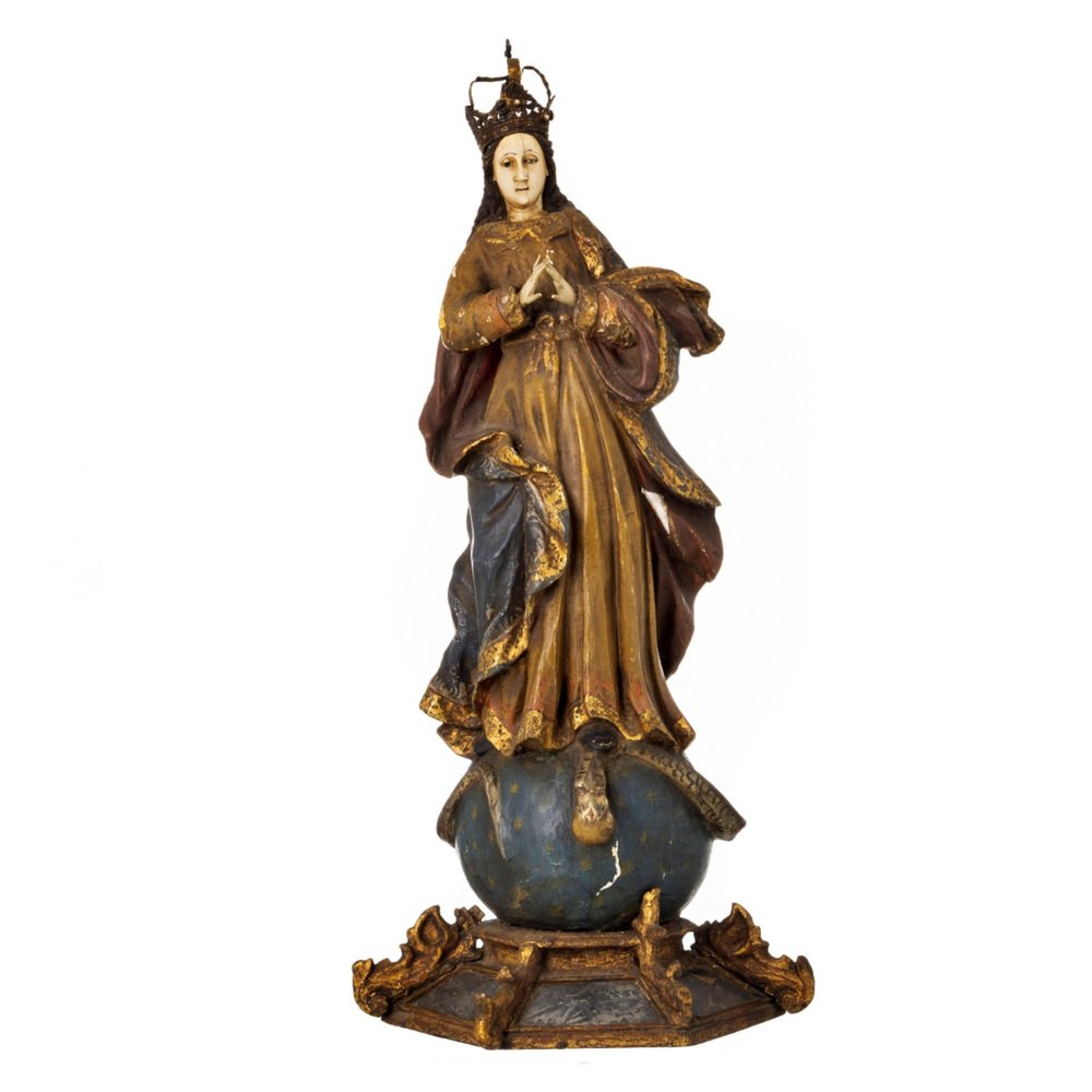 18th Century Indo-Portuguese Our Lady of Conception Sculpture