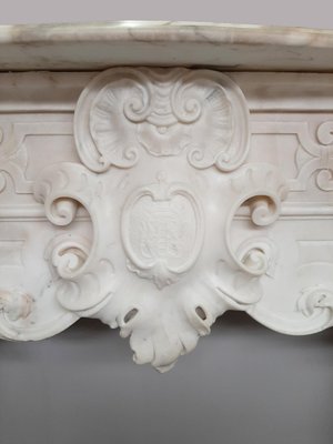 18th Century Italian Baroque Style Carrara Marble Fireplace-TDA-1376437