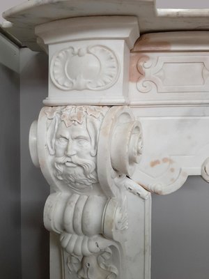 18th Century Italian Baroque Style Carrara Marble Fireplace-TDA-1376437