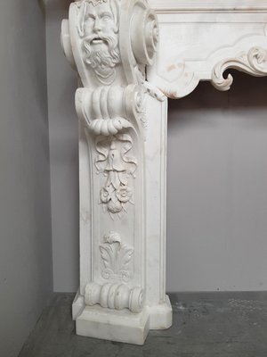 18th Century Italian Baroque Style Carrara Marble Fireplace-TDA-1376437