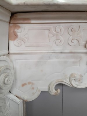 18th Century Italian Baroque Style Carrara Marble Fireplace-TDA-1376437