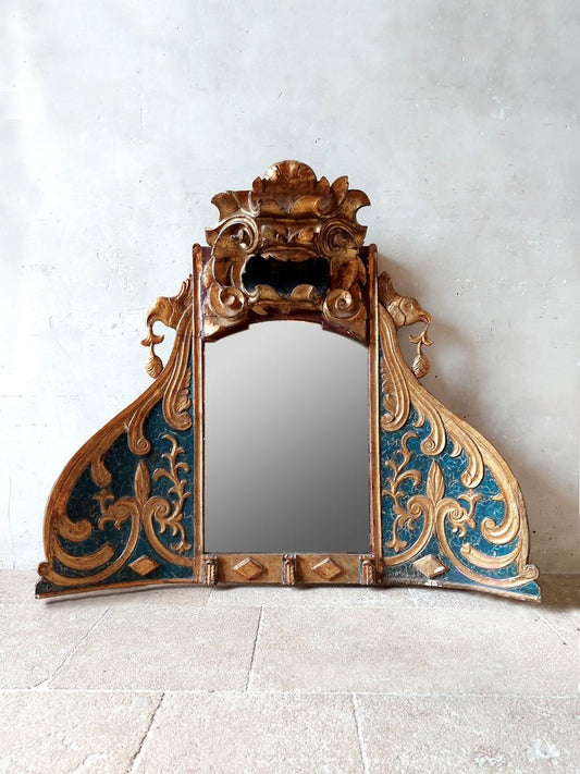 18th Century Italian Blue and Gold Church Mirror