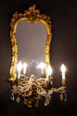 18th Century Italian Gilt-Wood Mirrors or Wall Lights, 1750, Set of 2-MBH-1175967