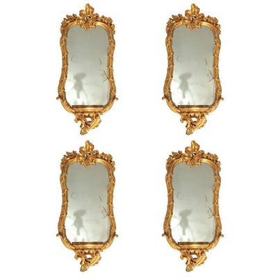 18th Century Italian Gilt-Wood Mirrors or Wall Lights, 1750, Set of 2-MBH-1175967