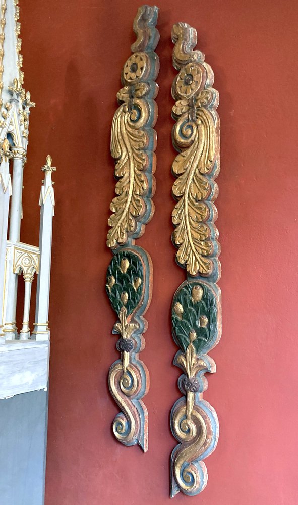 18th Century Italian Handcarved Polychrome Painted Pilaster Friezes, Set of 2