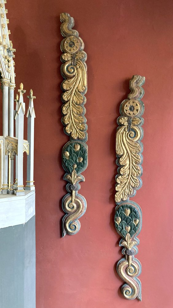 18th Century Italian Handcarved Polychrome Painted Pilaster Friezes, Set of 2