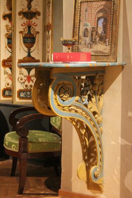 18th Century Italian Louis XVI Carved and Lacquer Wall Mounted Console Tables, Set of 2-AXE-1433386