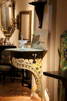 18th Century Italian Louis XVI Carved and Lacquer Wall Mounted Console Tables, Set of 2-AXE-1433386