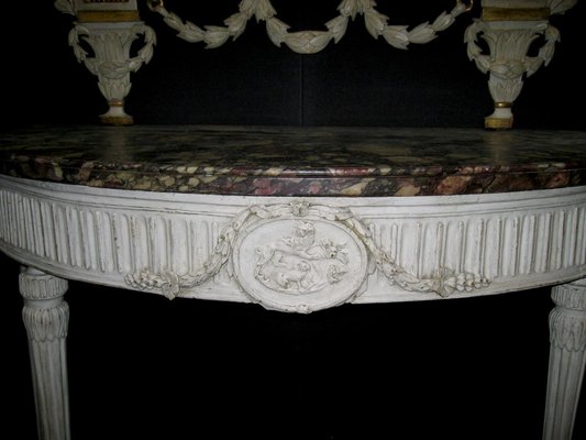 18th Century Italian Louis XVI Ivory Painted Demilune Console Table-MBH-1032513