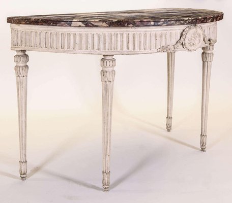 18th Century Italian Louis XVI Ivory Painted Demilune Console Table-MBH-1032513