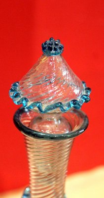 18th Century Italian Murano Clear Glass and Blue Trimmed Blown Glass Bottle-AXE-1433410