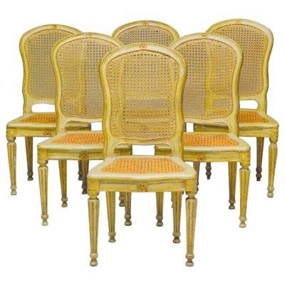 18th Century Italian Painted and Parcel-Gilt Chairs, Set of 6-MBH-1032567