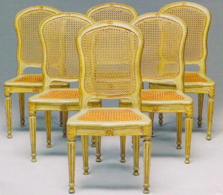 18th Century Italian Painted and Parcel-Gilt Chairs, Set of 6-MBH-1032567