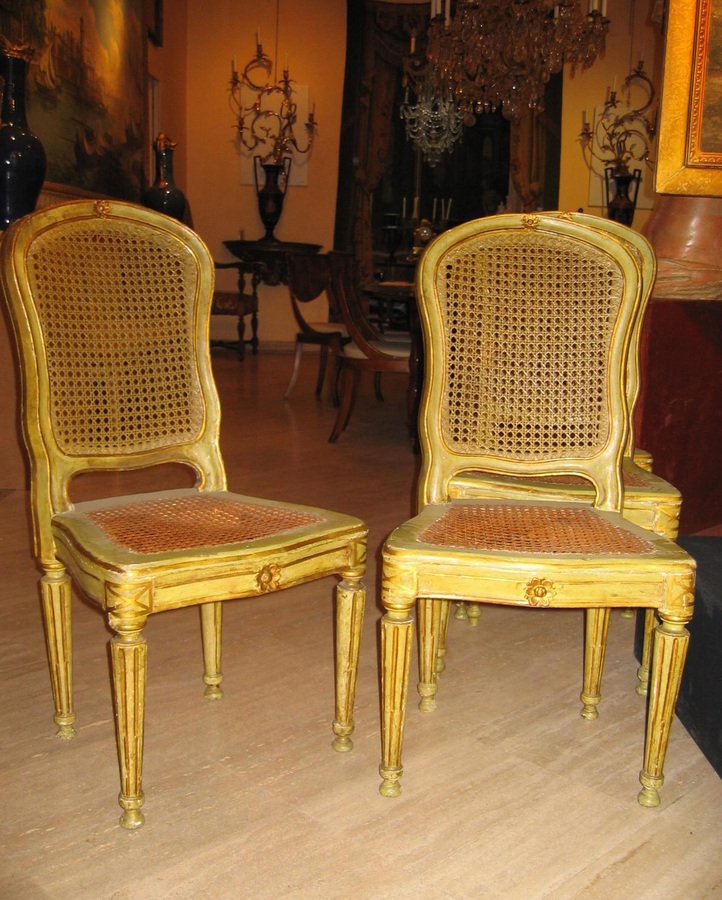 18th Century Italian Painted and Parcel-Gilt Chairs, Set of 6