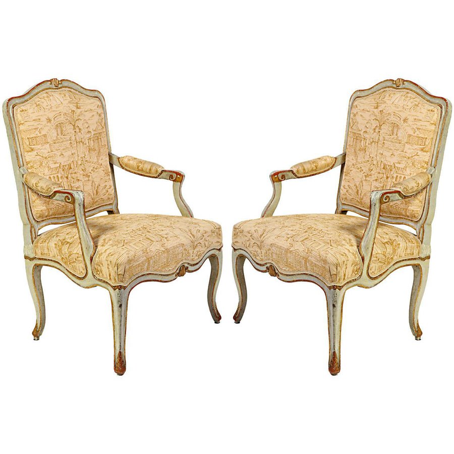 18th Century Italian Painted Armchairs, Set of 2