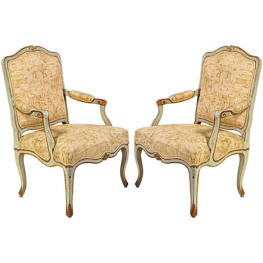 18th Century Italian Painted Armchairs, Set of 2