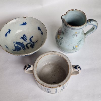 18th Century Jug, Bowl & Butterpot from Delftware, 1750s, Set of 3-BXK-2026887