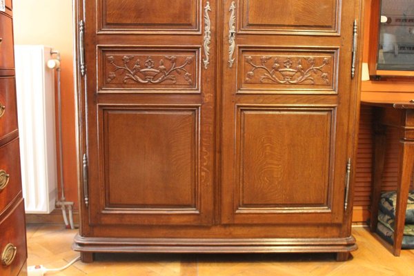 18th Century Louis XIV French Oak Wardrobe-HPU-728823