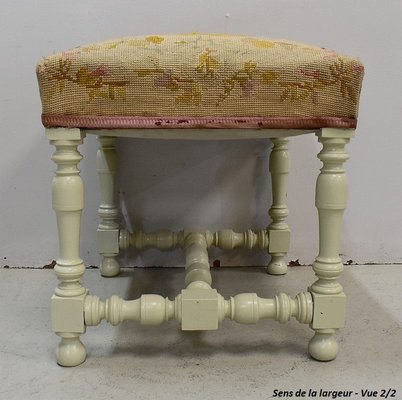 18th Century Louis XIV Style Canvas and Wood Stool-RVK-703031