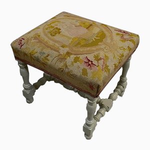 18th Century Louis XIV Style Canvas and Wood Stool-RVK-703031