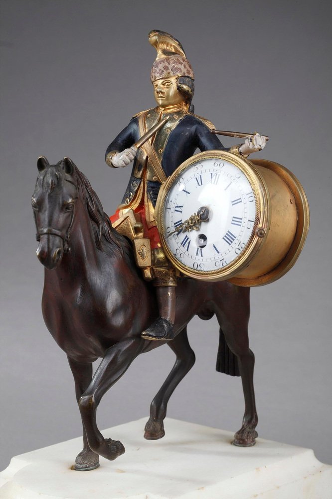 18th Century Louis XVI Clock Depicting Soldier on Horseback