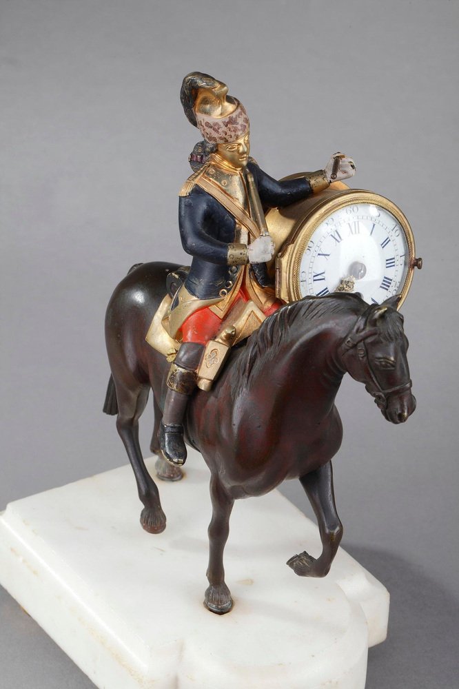 18th Century Louis XVI Clock Depicting Soldier on Horseback